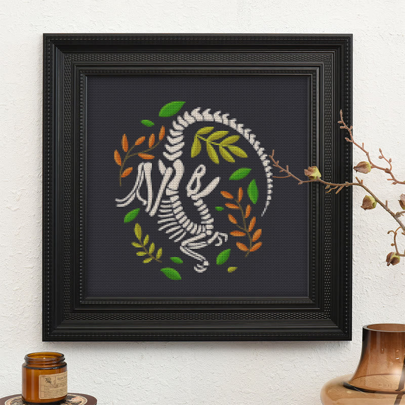 Cross Stitch Kit - Dinosaur Skeleton | Unique Wall Decor | Diy Craft For Handmade Lover - image 9