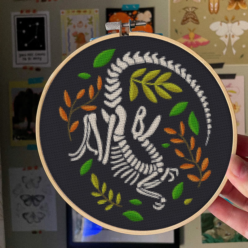 Cross Stitch Kit - Dinosaur Skeleton | Unique Wall Decor | Diy Craft For Handmade Lover - image 3