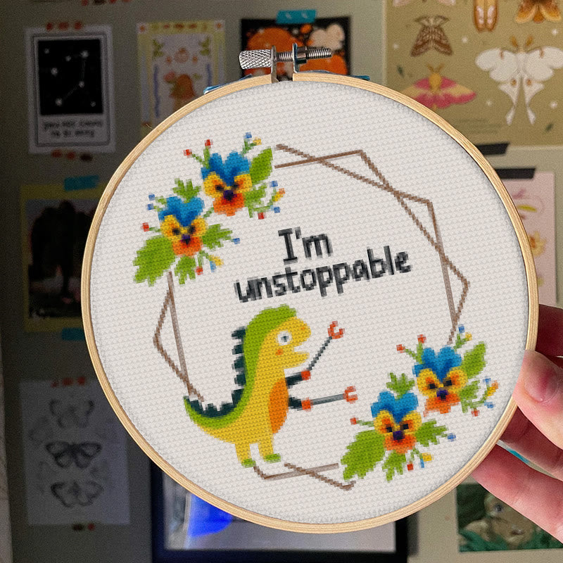 Cross Stitch Kit - Unstoppable Dinosaur | Creative Handmade Craft | Nice For Home Decor - image 2