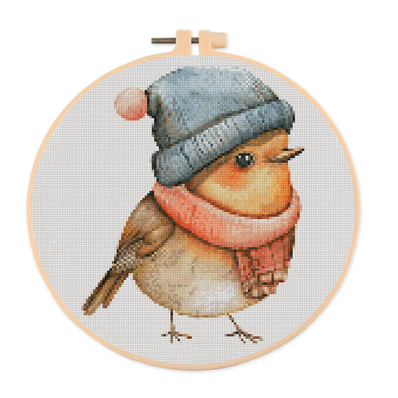  Cross Stitch Kit - Lovely Chick | Winter Room Ornament  | Handmade Animal Craft  - 20×20cm - image 0