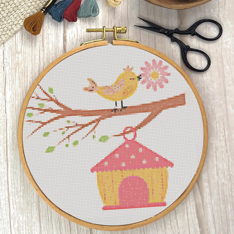  Cross Stitch Kit - Spring Birdhouse | Diy Sewing Birthday Gifts | Handmade Home Decoration - image 5