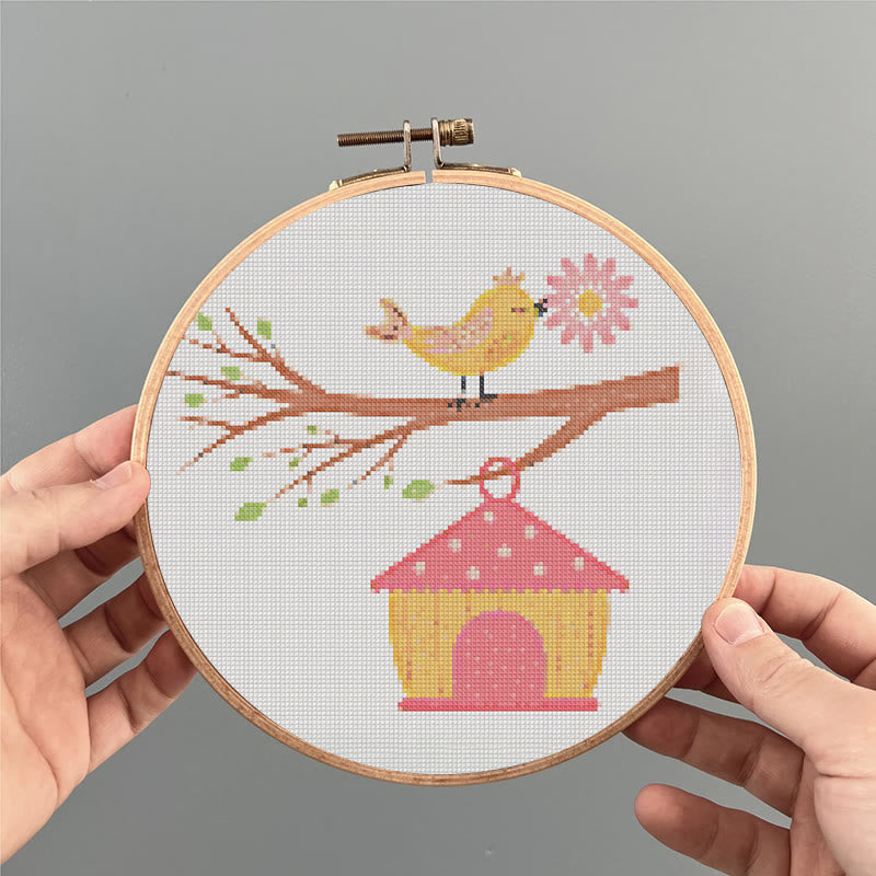  Cross Stitch Kit - Spring Birdhouse | Diy Sewing Birthday Gifts | Handmade Home Decoration - image 4