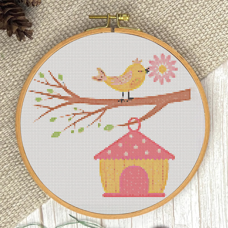  Cross Stitch Kit - Spring Birdhouse | Diy Sewing Birthday Gifts | Handmade Home Decoration - image 3