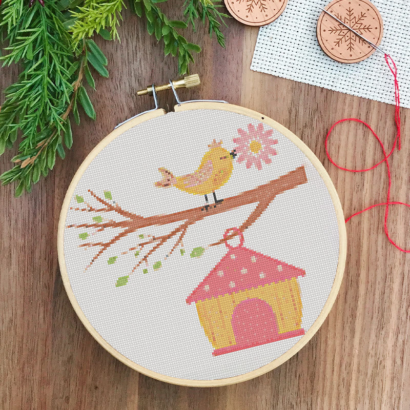  Cross Stitch Kit - Spring Birdhouse | Diy Sewing Birthday Gifts | Handmade Home Decoration - image 2
