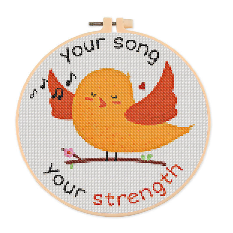  Cross Stitch Kit - Positive Singing Bird | Diy Decorative Artwork | Nice Handicraft For Friends - 20×20cm - image 0