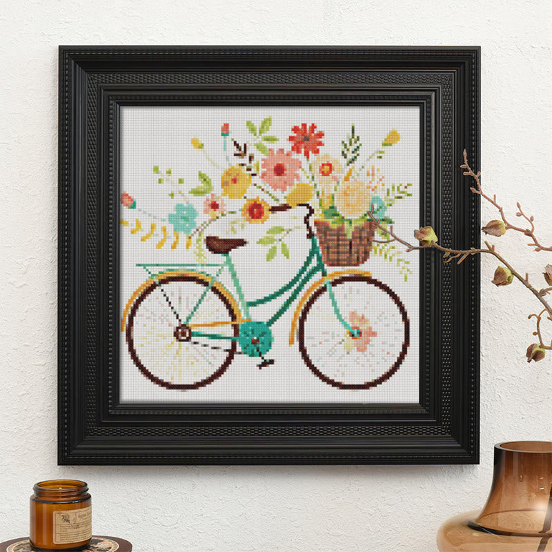  Cross Stitch Kit - Floral Bicycle | Modern Stitch Craft | Diy Home Decor - image 9
