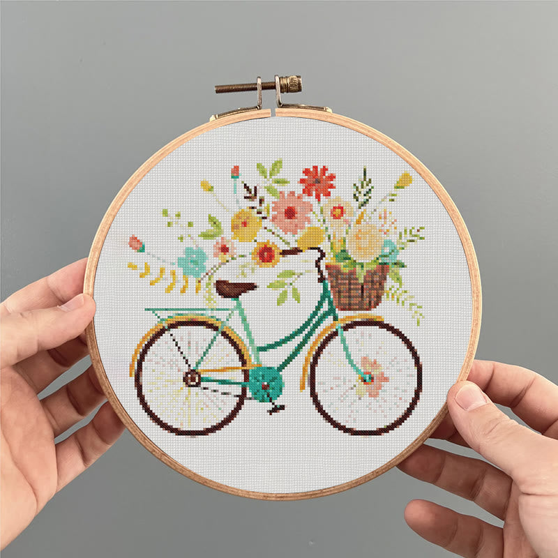 Cross Stitch Kit - Floral Bicycle | Modern Stitch Craft | Diy Home Decor - image 5