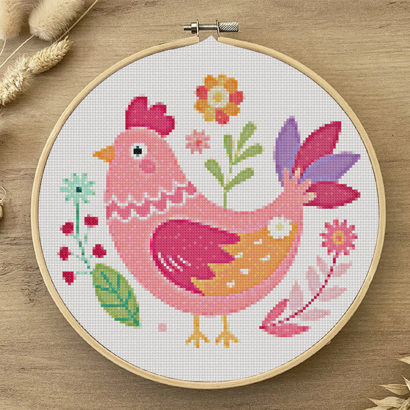  Cross Stitch Kit - Floral Hen | Cosy Sewing Artwork | Wall Hanging Craft - image 3