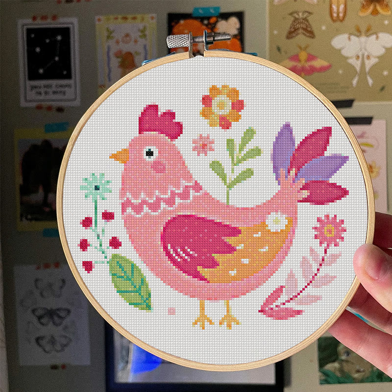  Cross Stitch Kit - Floral Hen | Cosy Sewing Artwork | Wall Hanging Craft - image 2