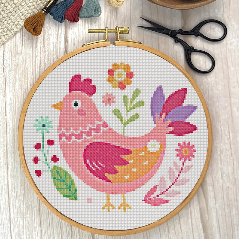  Cross Stitch Kit - Floral Hen | Cosy Sewing Artwork | Wall Hanging Craft - image 5