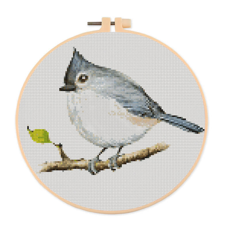  Cross Stitch Kit - Little Tufted Titmouse | Sewing Animal Craft | Living Room Ornament - 20×20cm - image 0