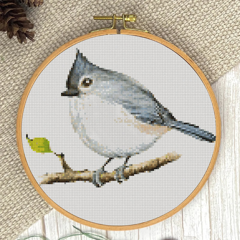 Cross Stitch Kit - Little Tufted Titmouse | Sewing Animal Craft | Living Room Ornament - image 1