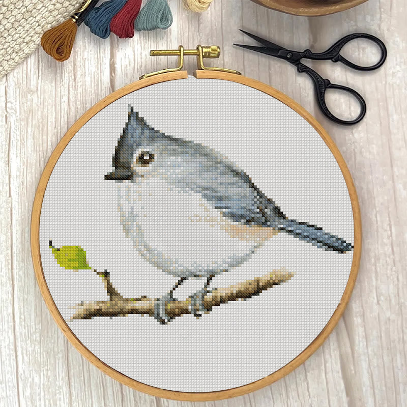  Cross Stitch Kit - Little Tufted Titmouse | Sewing Animal Craft | Living Room Ornament - image 4