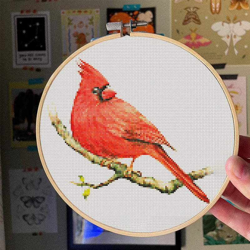  Cross Stitch Kit - Red Cardinal | Handmade Christmas Ornaments | Easy Bird Needlepoint  - image 2