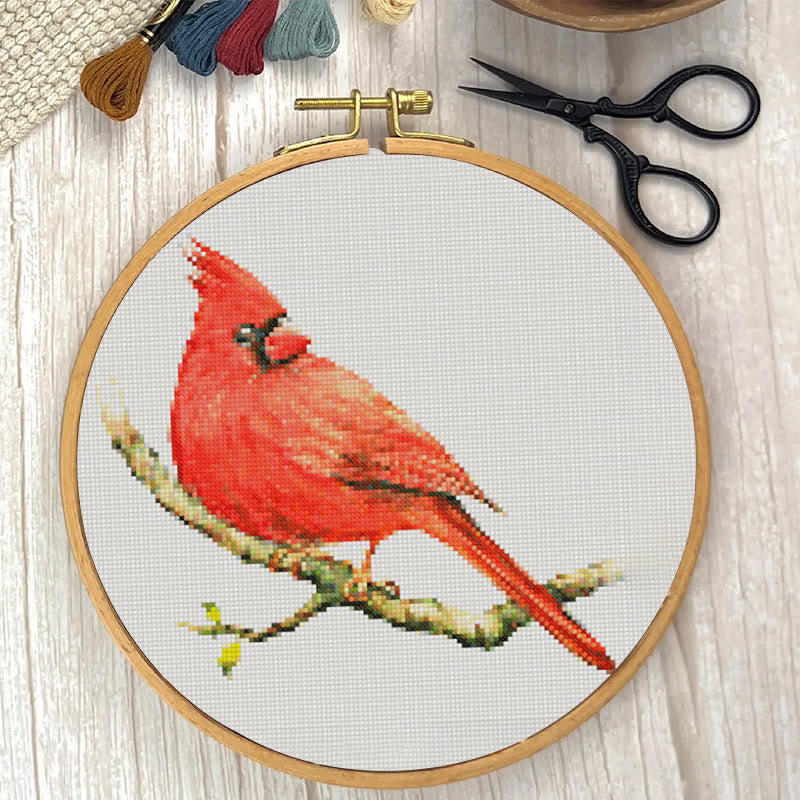  Cross Stitch Kit - Red Cardinal | Handmade Christmas Ornaments | Easy Bird Needlepoint  - image 1