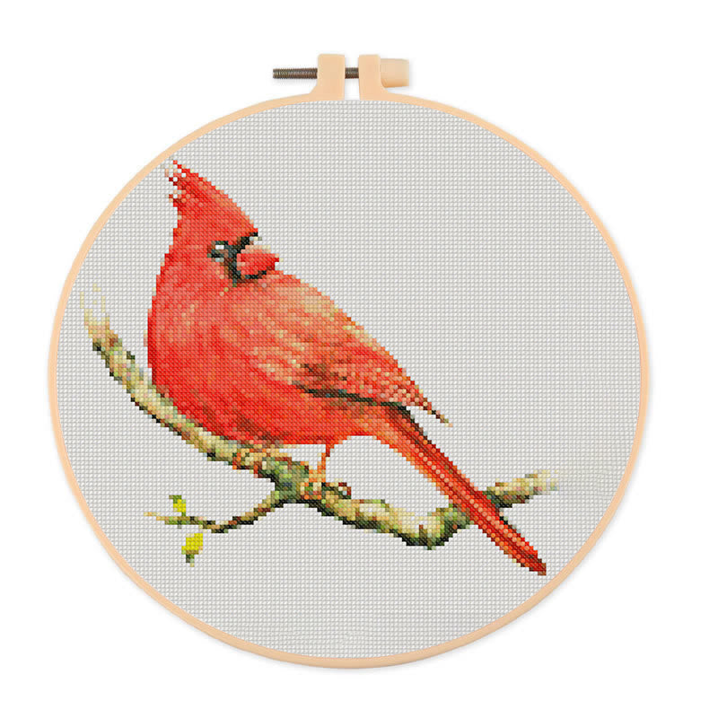  Cross Stitch Kit - Red Cardinal | Handmade Christmas Ornaments | Easy Bird Needlepoint  - 20×20cm - image 0