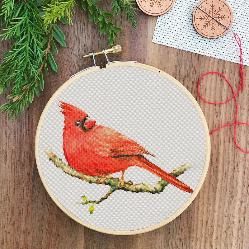  Cross Stitch Kit - Red Cardinal | Handmade Christmas Ornaments | Easy Bird Needlepoint  - image 7