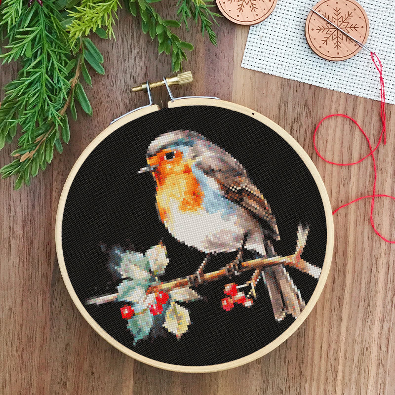  Cross Stitch Kit - Winter Robin Bird | Christmas Handmade Artwork | Christmas Needle Gifts - image 8