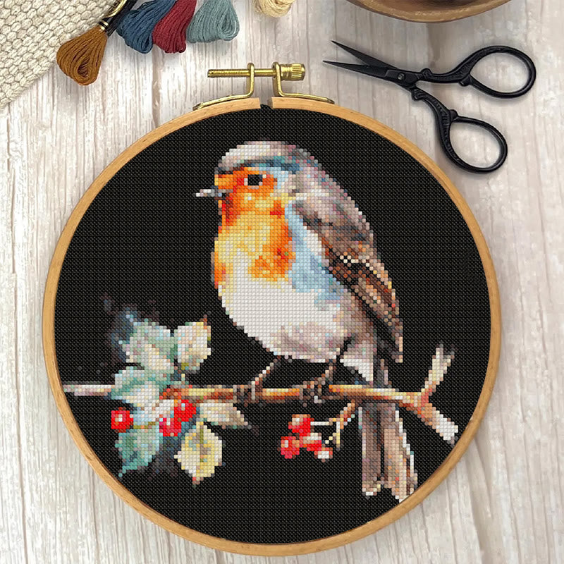  Cross Stitch Kit - Winter Robin Bird | Christmas Handmade Artwork | Christmas Needle Gifts - image 3