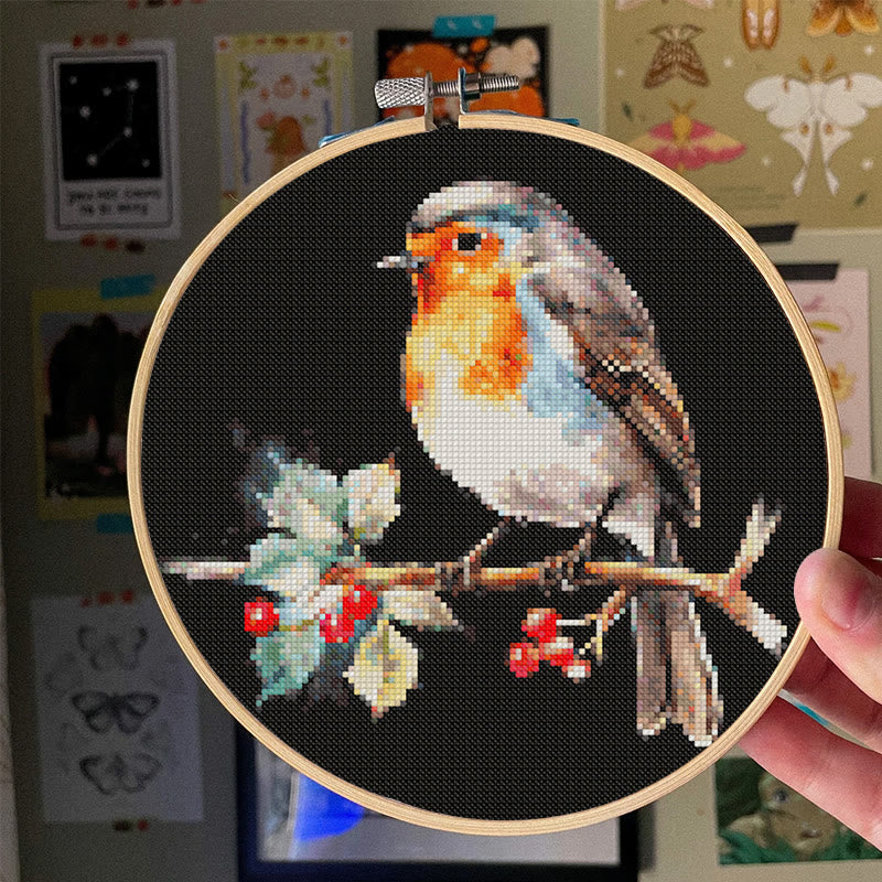  Cross Stitch Kit - Winter Robin Bird | Christmas Handmade Artwork | Christmas Needle Gifts - image 4