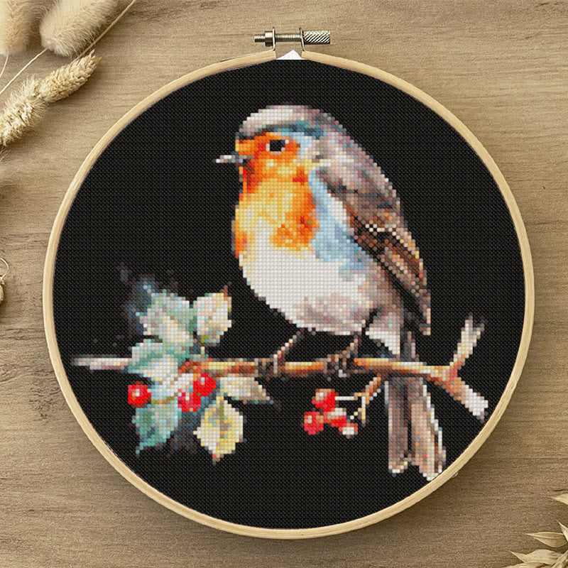  Cross Stitch Kit - Winter Robin Bird | Christmas Handmade Artwork | Christmas Needle Gifts - image 5
