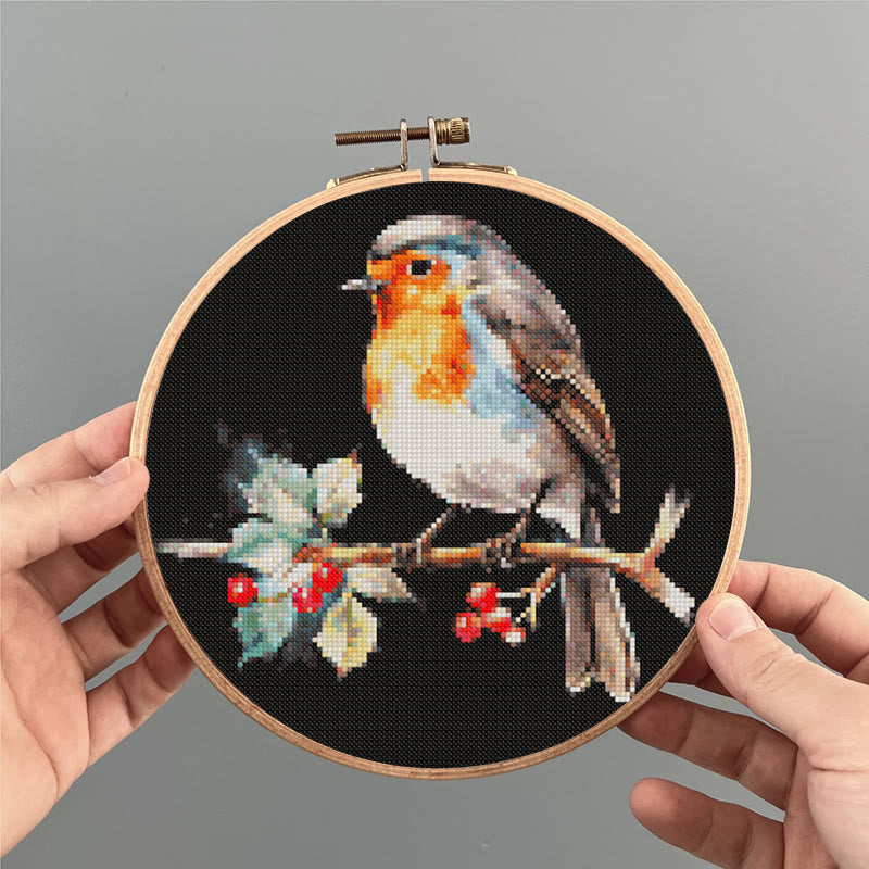  Cross Stitch Kit - Winter Robin Bird | Christmas Handmade Artwork | Christmas Needle Gifts - image 2