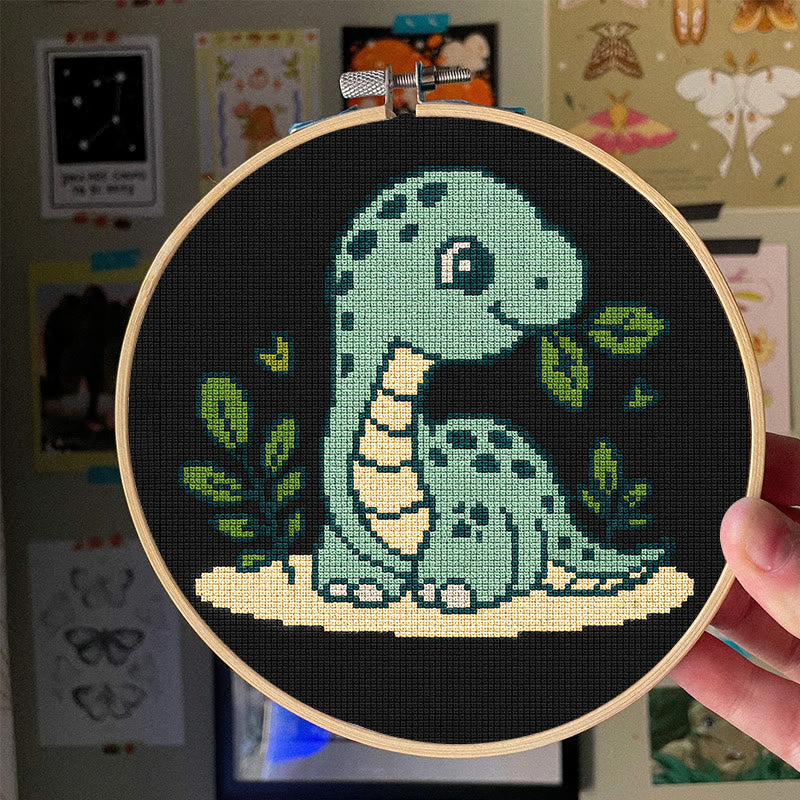  Cross Stitch Kit - Baby Dinosaur | Handmade Wall Art | Easy Needlework For Beginner - image 3