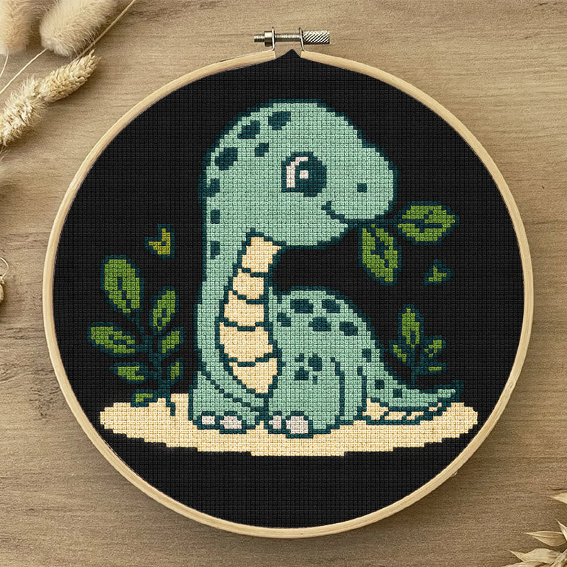  Cross Stitch Kit - Baby Dinosaur | Handmade Wall Art | Easy Needlework For Beginner - image 2