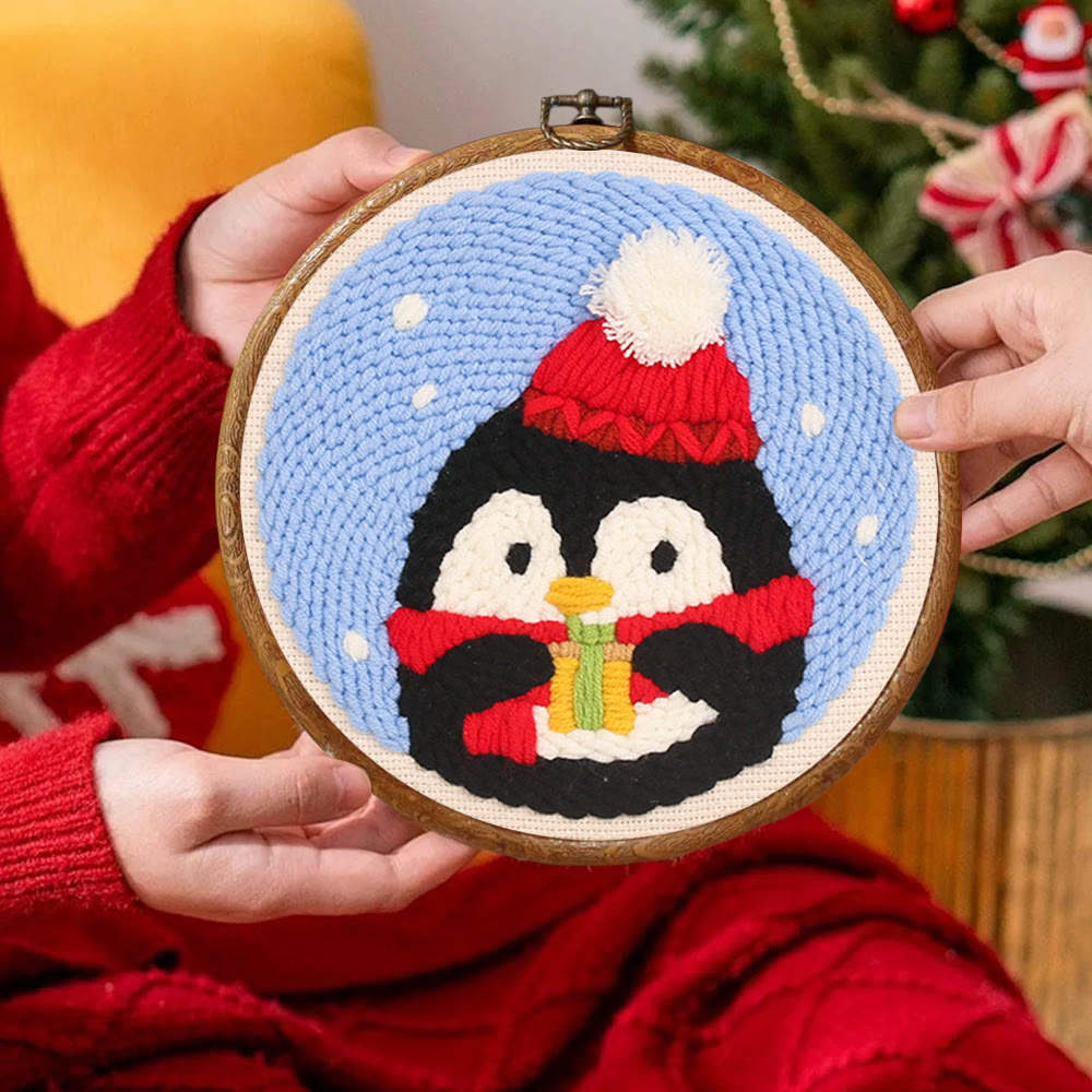 Christmas Penguin Punch Needle Kit - Diy Craft For Adults And Kids | Christmas Decorations - image 3