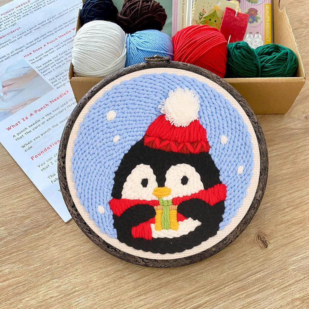 Christmas Penguin Punch Needle Kit - Diy Craft For Adults And Kids | Christmas Decorations - image 8