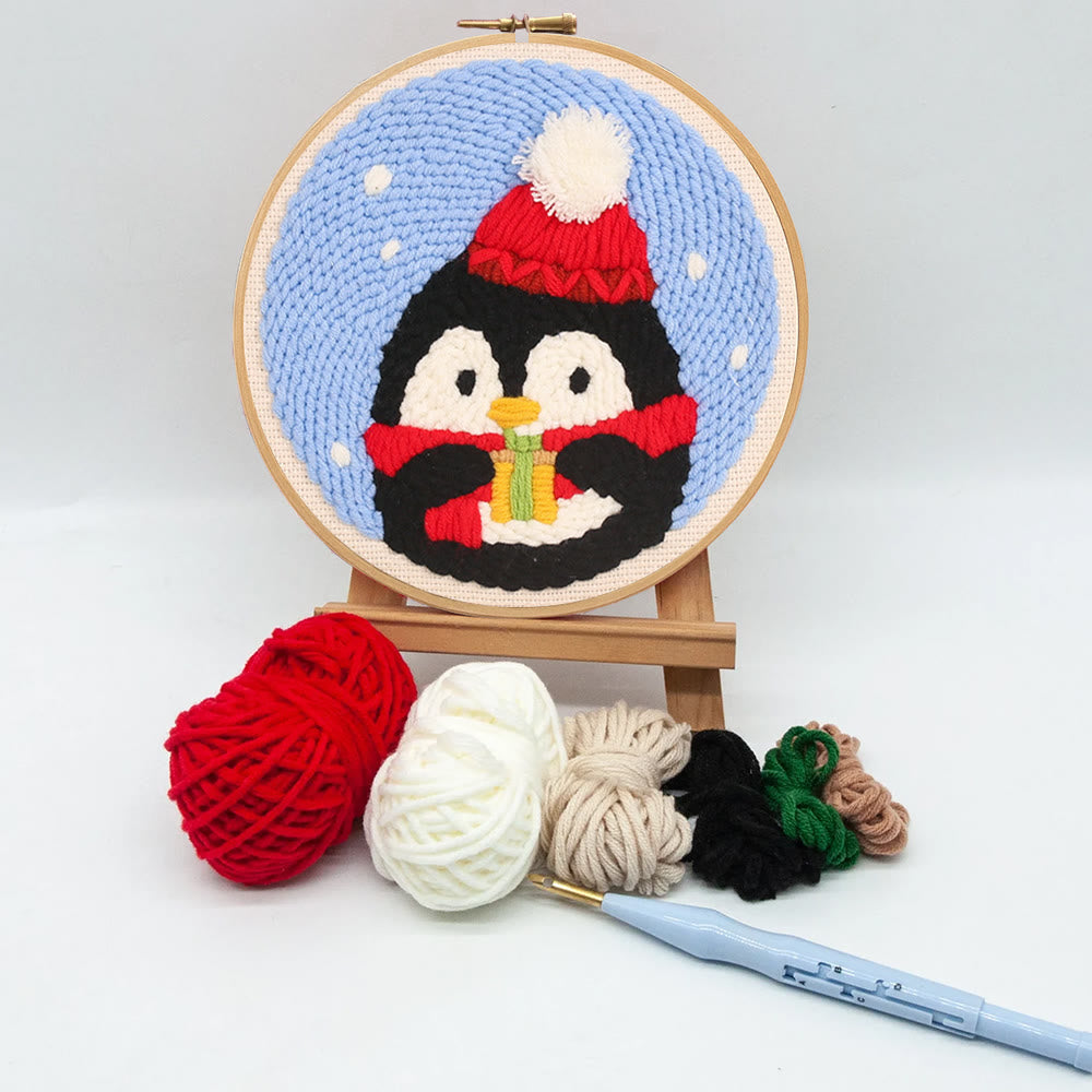 Christmas Penguin Punch Needle Kit - Diy Craft For Adults And Kids | Christmas Decorations - image 9