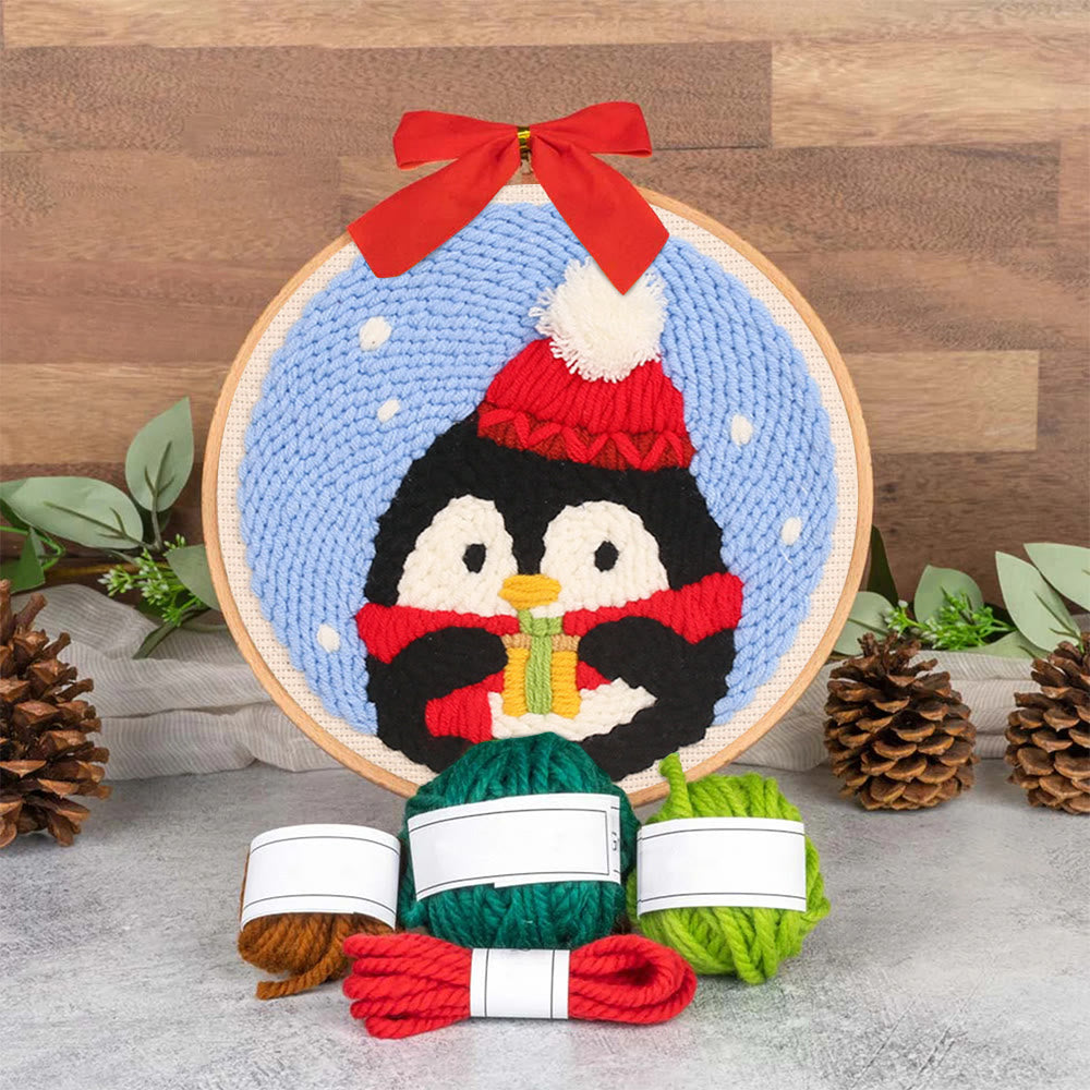 Christmas Penguin Punch Needle Kit - Diy Craft For Adults And Kids | Christmas Decorations - image 7