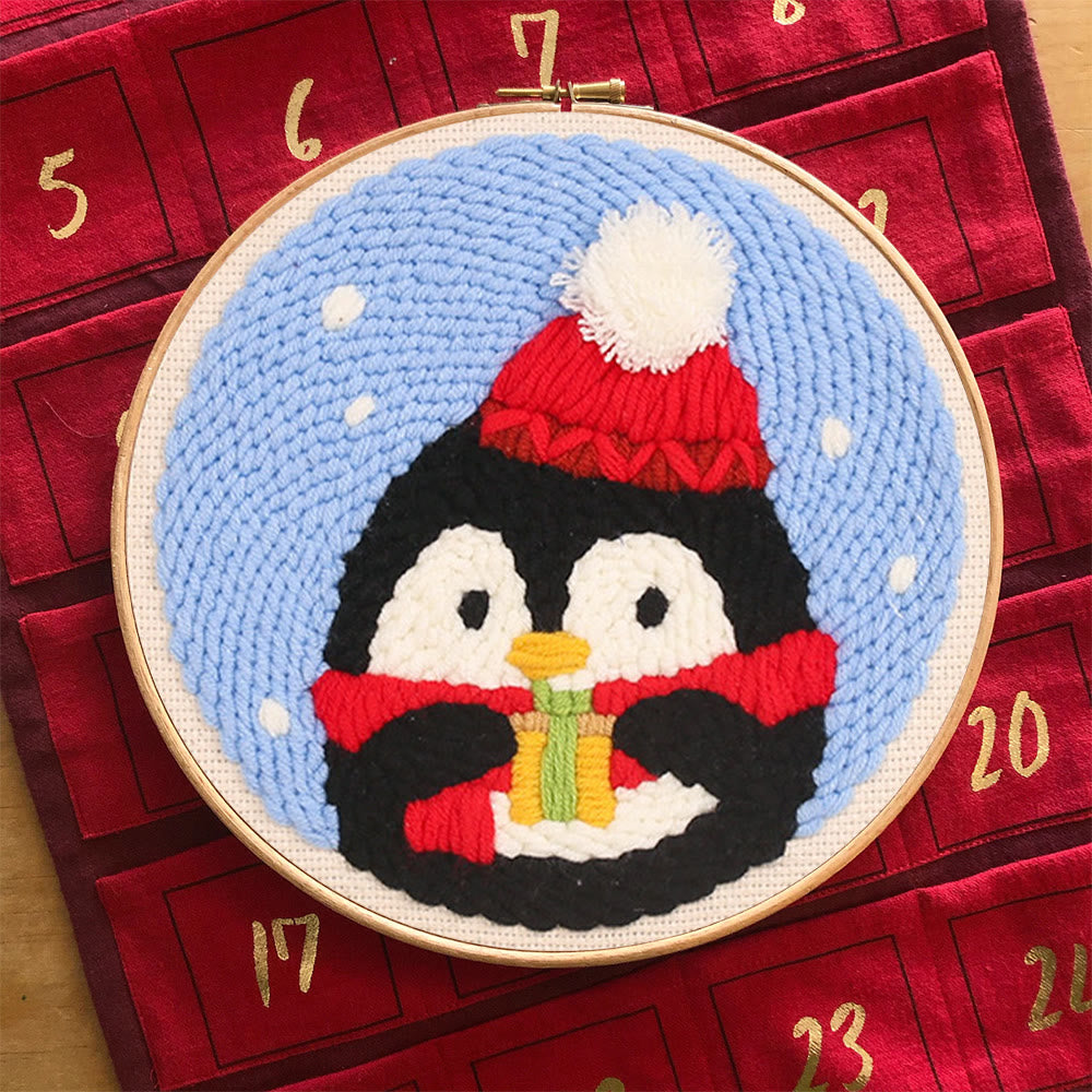 Christmas Penguin Punch Needle Kit - Diy Craft For Adults And Kids | Christmas Decorations - image 5