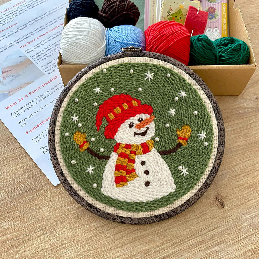 Happy Snowman Punch Needle Kit - Christmas Tree Ornament | Nice Christmas Gifts  - image 8