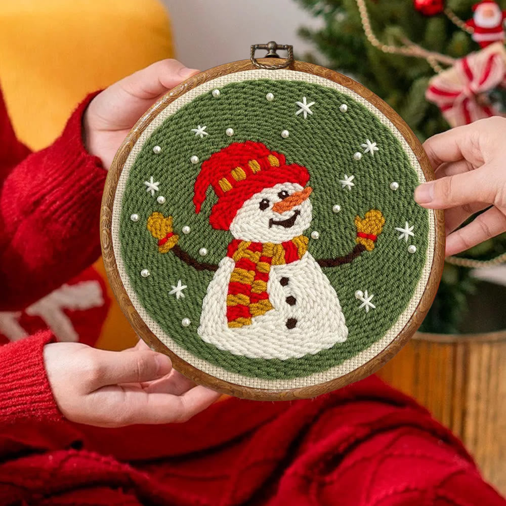 Happy Snowman Punch Needle Kit - Christmas Tree Ornament | Nice Christmas Gifts  - image 5