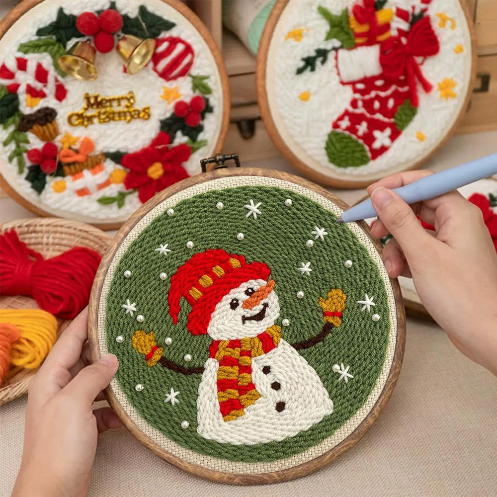 Happy Snowman Punch Needle Kit - Christmas Tree Ornament | Nice Christmas Gifts  - image 6