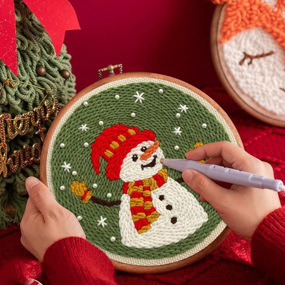 Happy Snowman Punch Needle Kit - Christmas Tree Ornament | Nice Christmas Gifts  - image 3