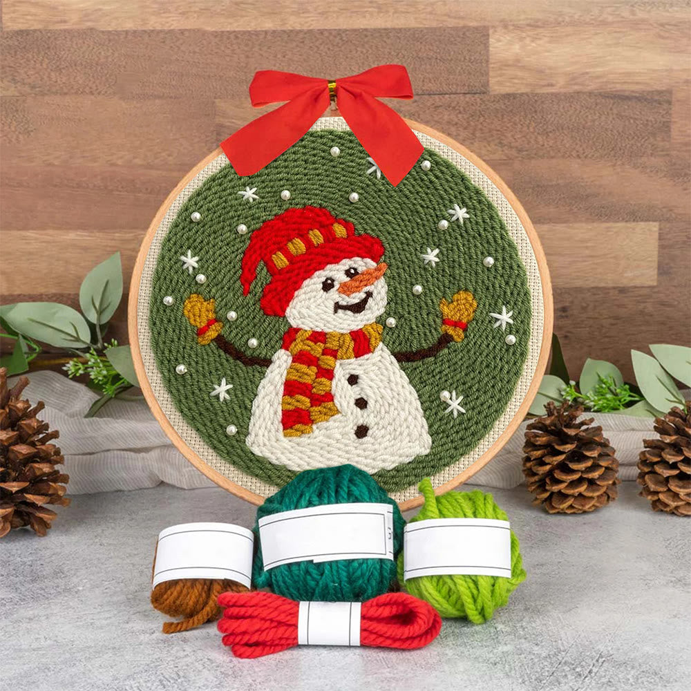 Happy Snowman Punch Needle Kit - Christmas Tree Ornament | Nice Christmas Gifts  - image 4