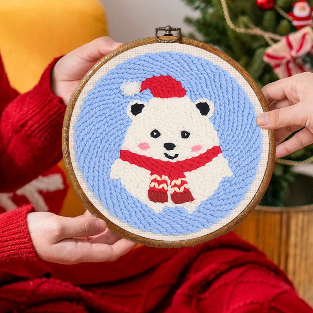 Cute Polar Bear Punch Needle Kit - Christmas Home Decor |  Diy Animal Handcraft  - image 9
