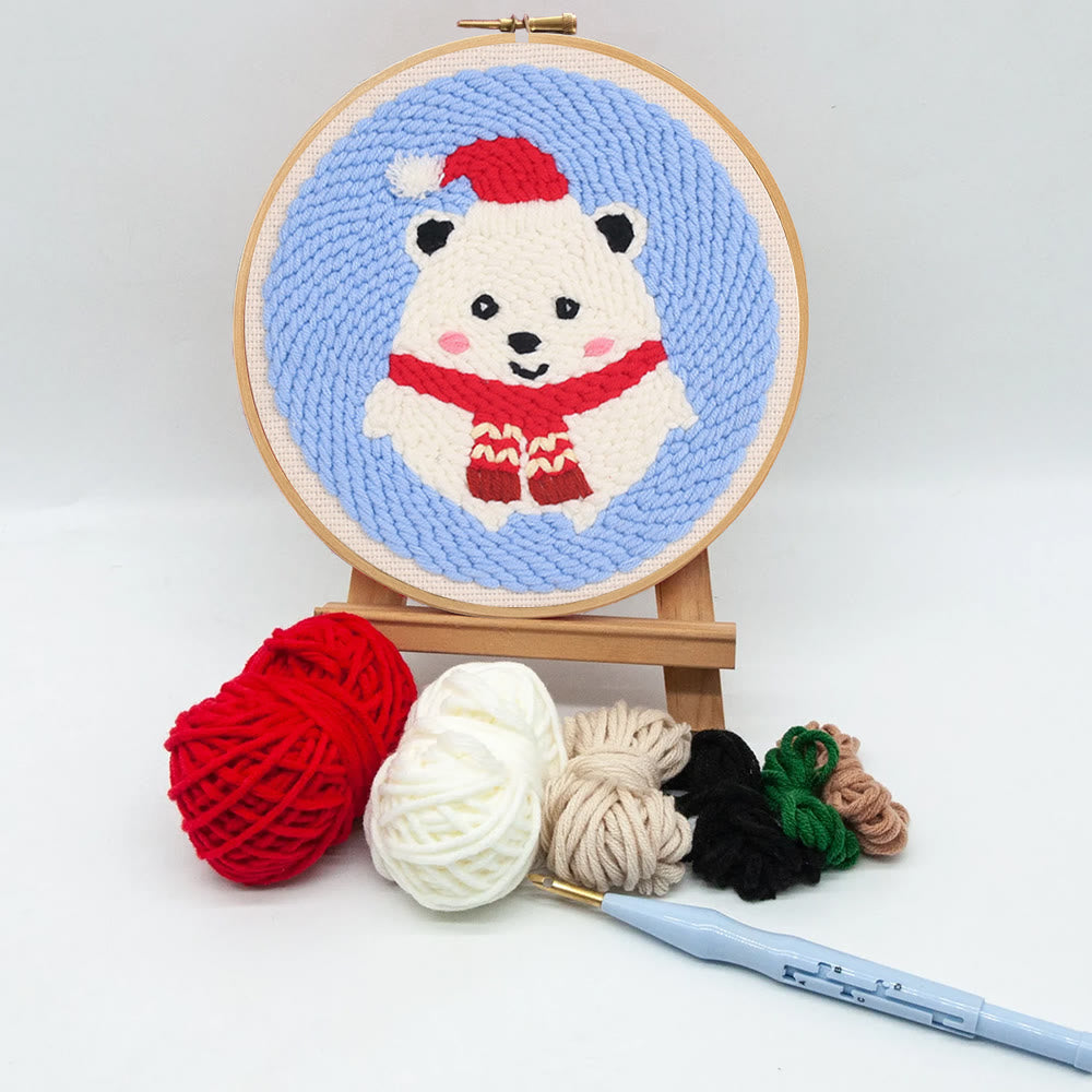 Cute Polar Bear Punch Needle Kit - Christmas Home Decor |  Diy Animal Handcraft  - image 7