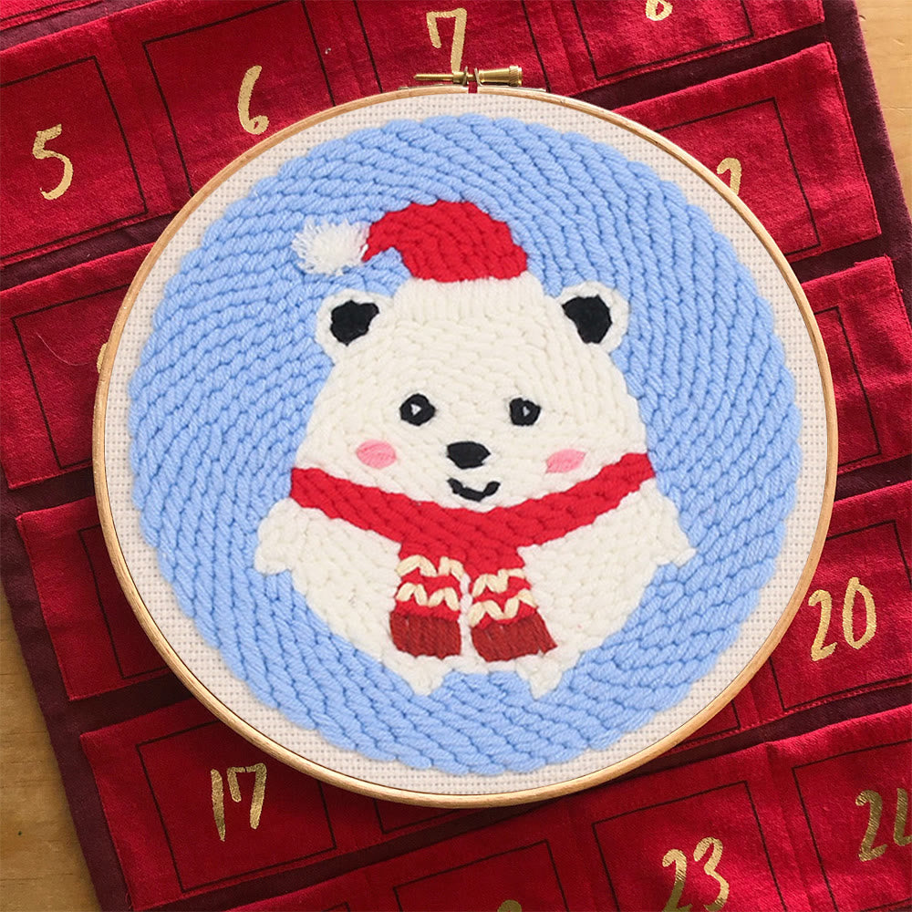 Cute Polar Bear Punch Needle Kit - Christmas Home Decor |  Diy Animal Handcraft  - image 5