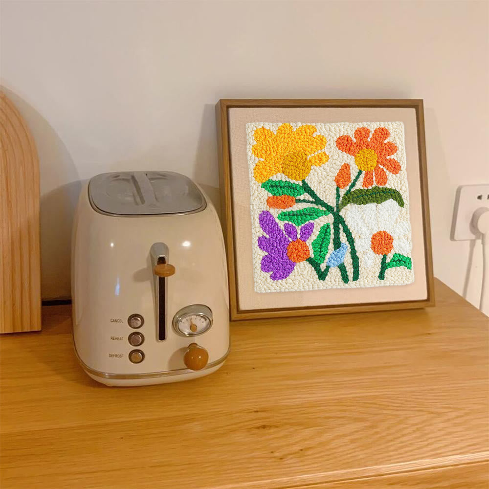 Stunning Flower Square Punch Needle Kit - Decorative Handmade Craft | Diy Floral Gifts - image 9