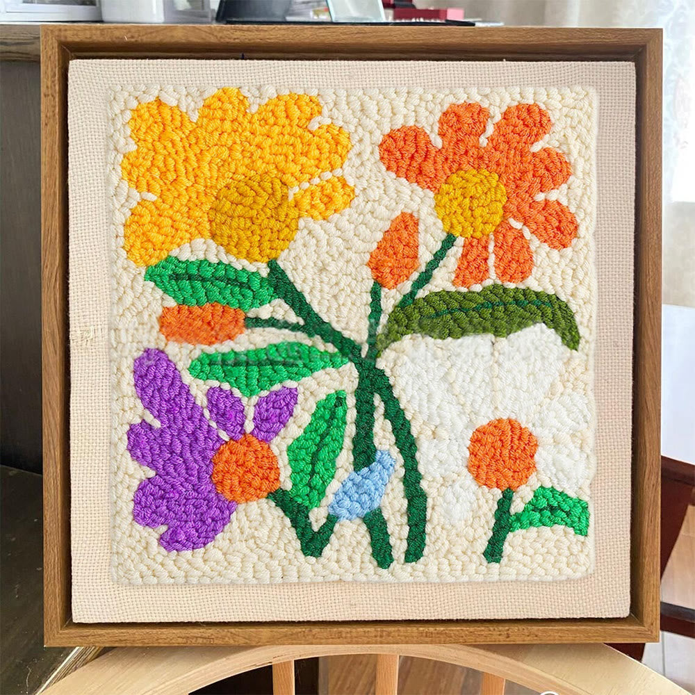 Stunning Flower Square Punch Needle Kit - Decorative Handmade Craft | Diy Floral Gifts - image 4