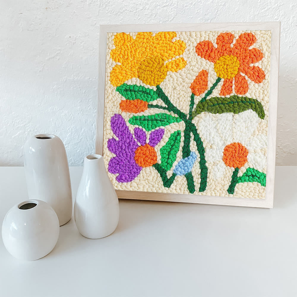 Stunning Flower Square Punch Needle Kit - Decorative Handmade Craft | Diy Floral Gifts - image 2