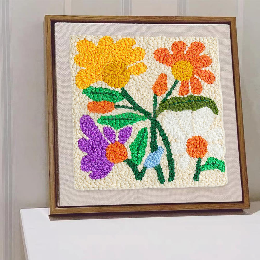 Stunning Flower Square Punch Needle Kit - Decorative Handmade Craft | Diy Floral Gifts - image 7