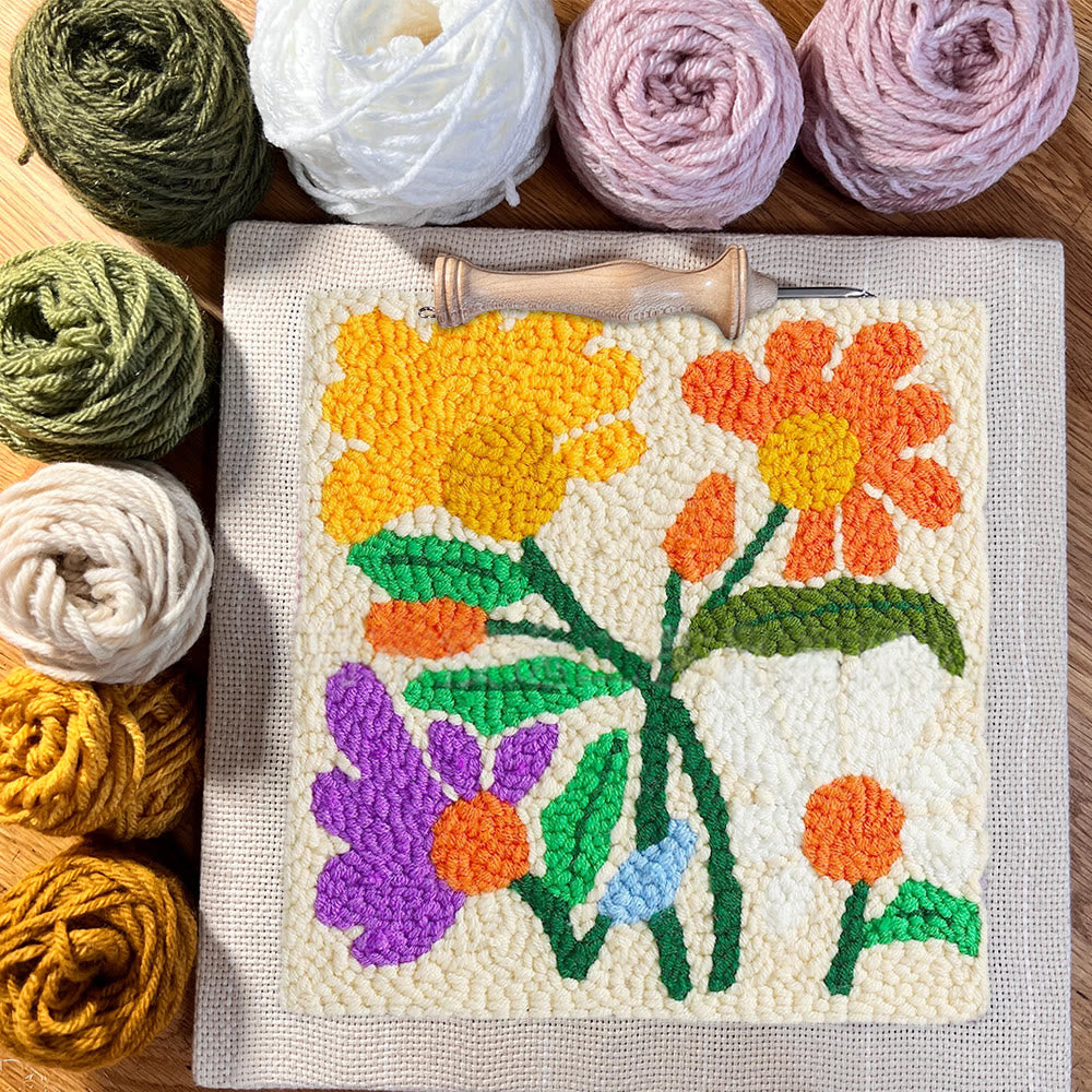 Stunning Flower Square Punch Needle Kit - Decorative Handmade Craft | Diy Floral Gifts - image 8