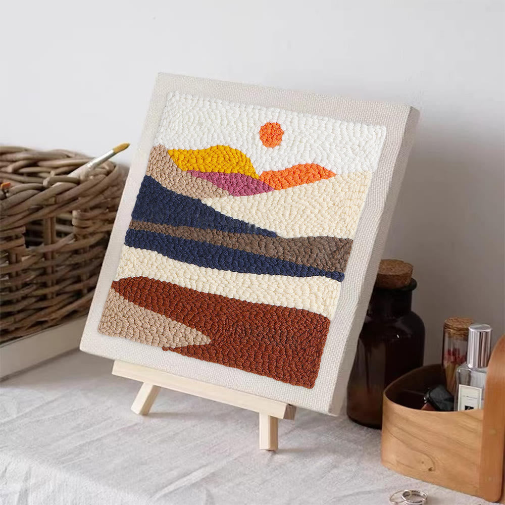 Desert Sunrise Square Punch Needle Kit - Beautiful Landscape Craft | Easy Needlework For Beginner - image 1