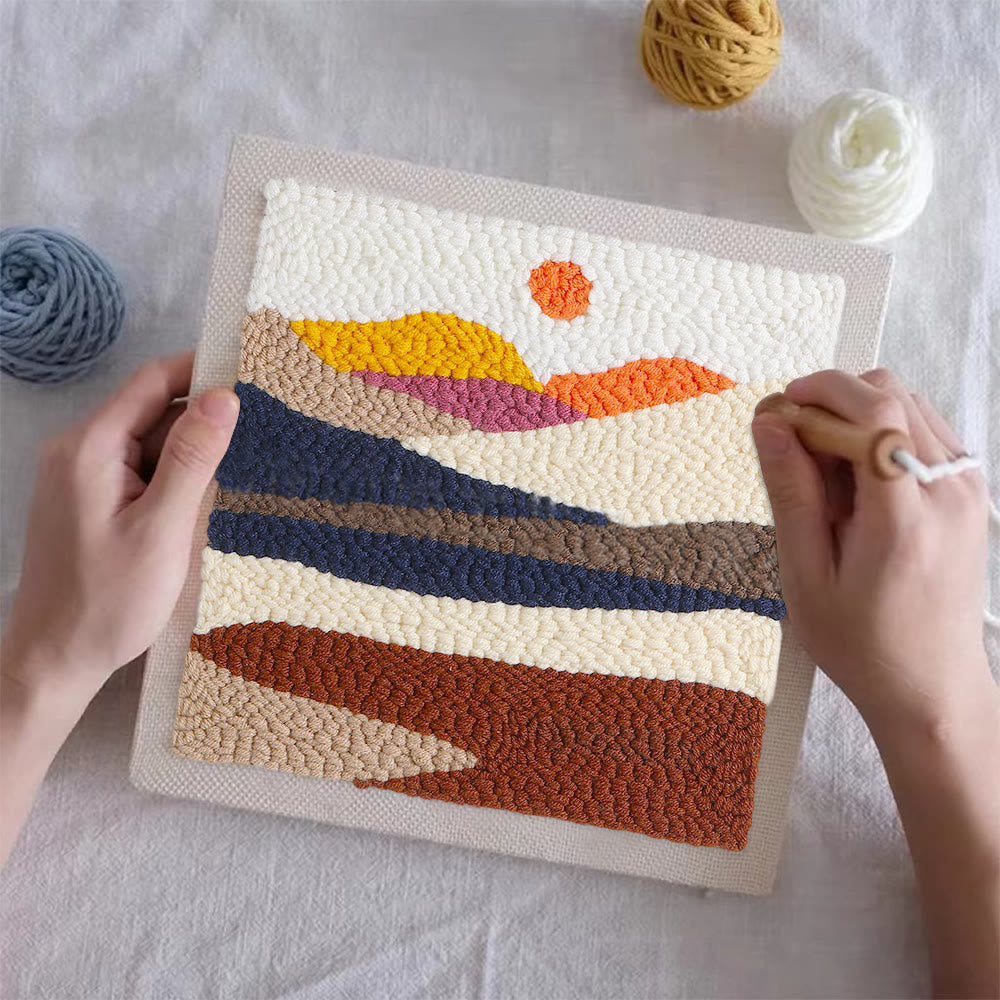 Desert Sunrise Square Punch Needle Kit - Beautiful Landscape Craft | Easy Needlework For Beginner - image 2