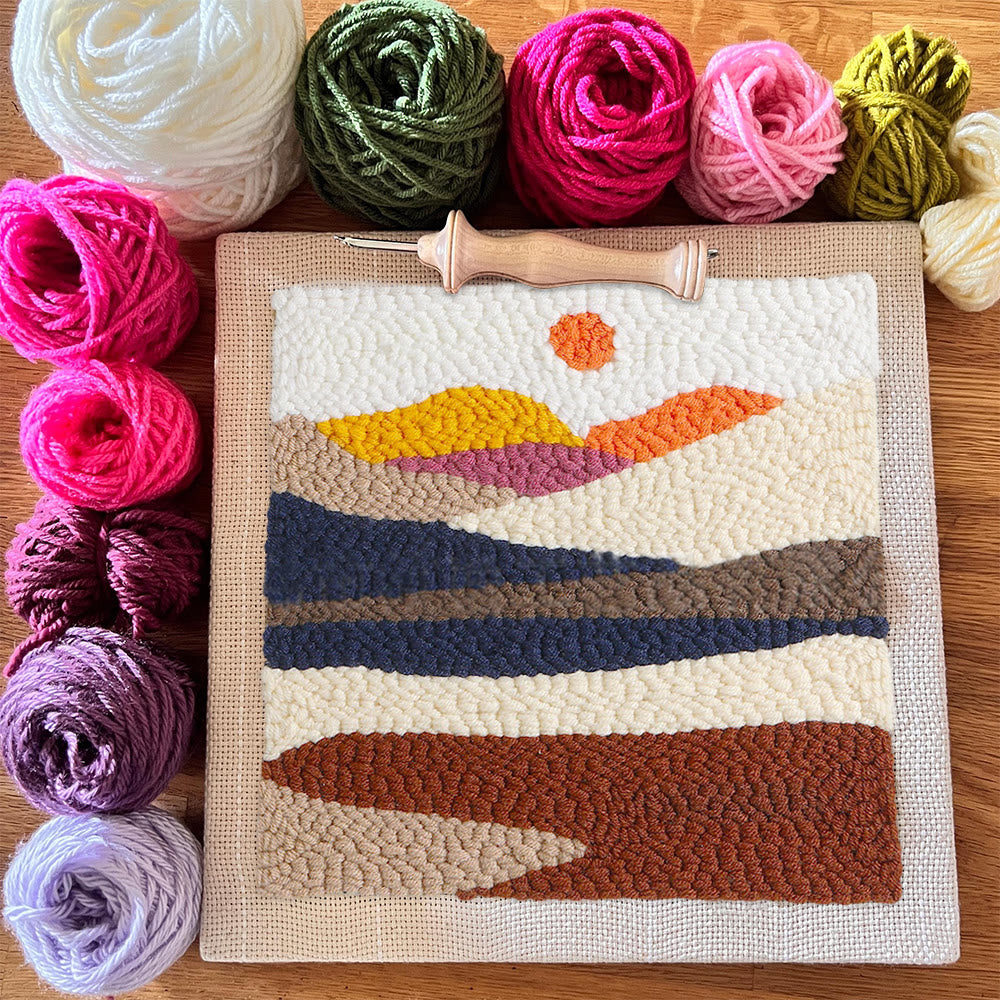 Desert Sunrise Square Punch Needle Kit - Beautiful Landscape Craft | Easy Needlework For Beginner - image 8