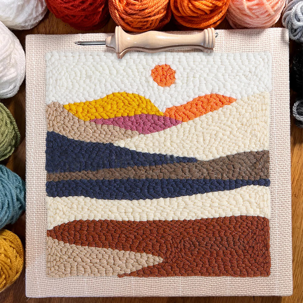 Desert Sunrise Square Punch Needle Kit - Beautiful Landscape Craft | Easy Needlework For Beginner - image 7